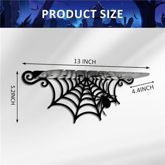 Set of 2 gothic spiderweb wall shelves black crystal display spooky home decor - Picture 3 of 7